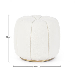 Pouf Bouclé Bianco Moderno da Interno - RACHEL