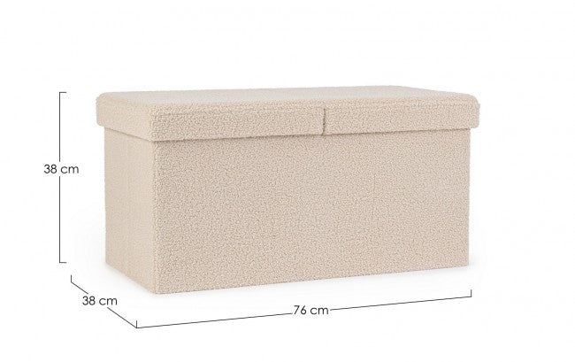 Set 2 Pouf Contenitore in Bouclé Beige Moderno da Interno - MARTIN