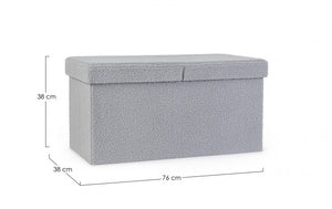 Set 2 Pouf Contenitore in Bouclé Grigio Moderno da Interno - MARTIN