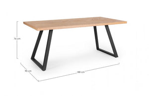 Tavolo Legno Nero Industriale da Interno 180x90 cm - GRIFFIN