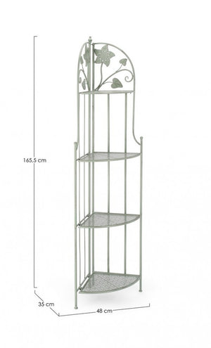 Angoliera 4 Piani Acciaio Verde Stile Rustico da Interno - GIANNA