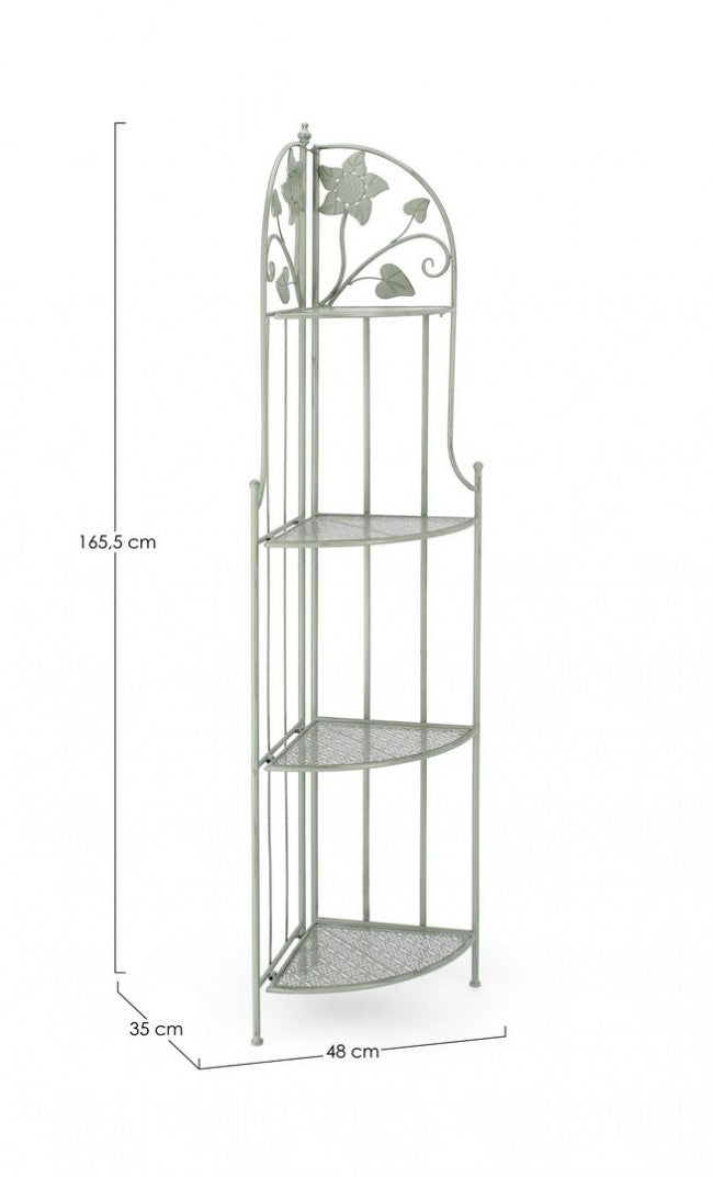 Angoliera 4 Piani Acciaio Verde Stile Rustico da Interno - GIANNA