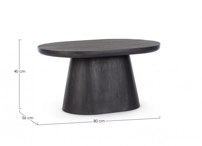 Tavolino Ovale Legno Nero Moderno da Interno 80x56 - VINTAGE