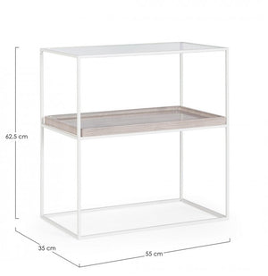 Mobiletto 2 Piani Vetro Bianco Moderno da Interno - CECILIA