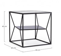 Tavolino in Vetro Nero Stile Industriale da Interno 45x45 - KATHERINE