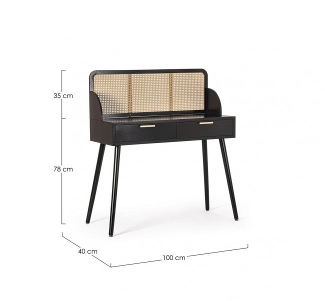 Consolle 2 Cassetti Legno Nero Stile Moderno da Interno - JOSIE