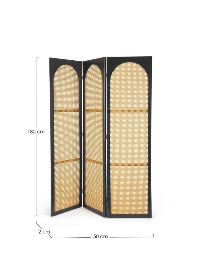 Paravento Legno Nero Stile Boho da Interno 150x180 cm - JOSIE