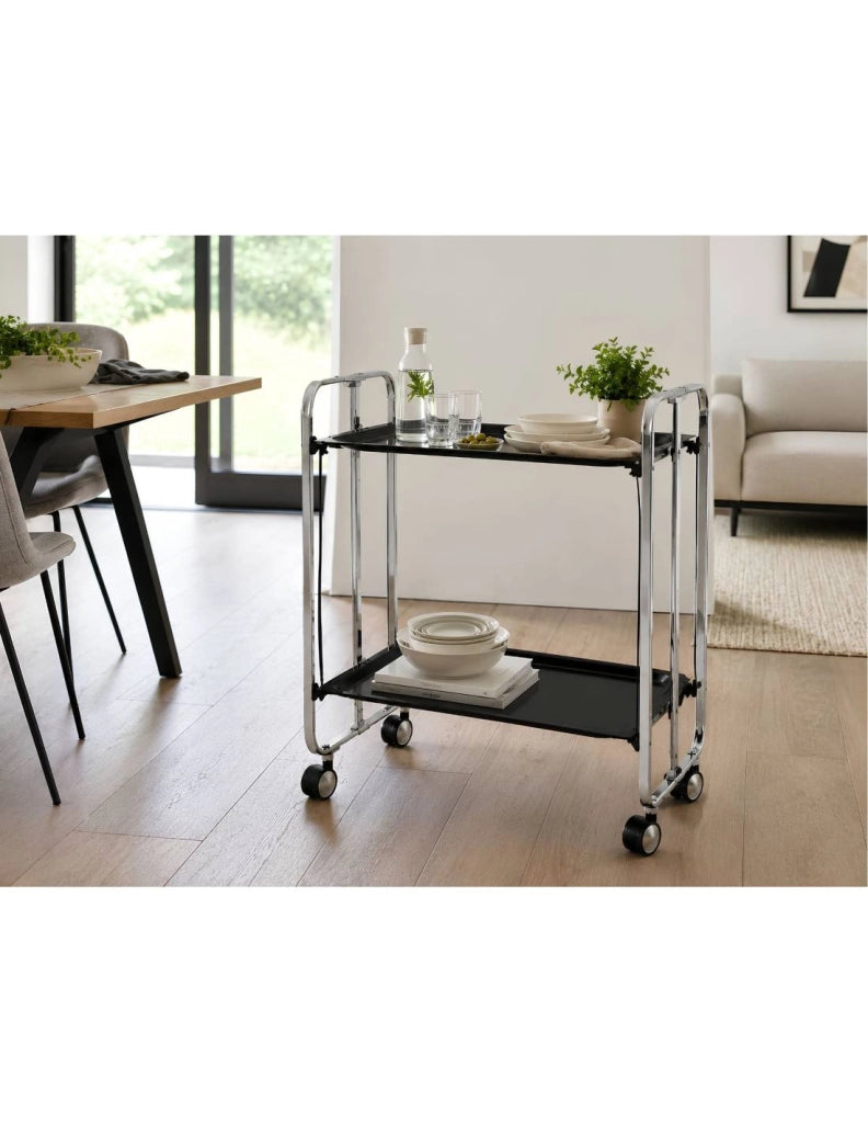 Carrello da cucina pieghevole cromato con ruote BAUHAUS 2 ripiani