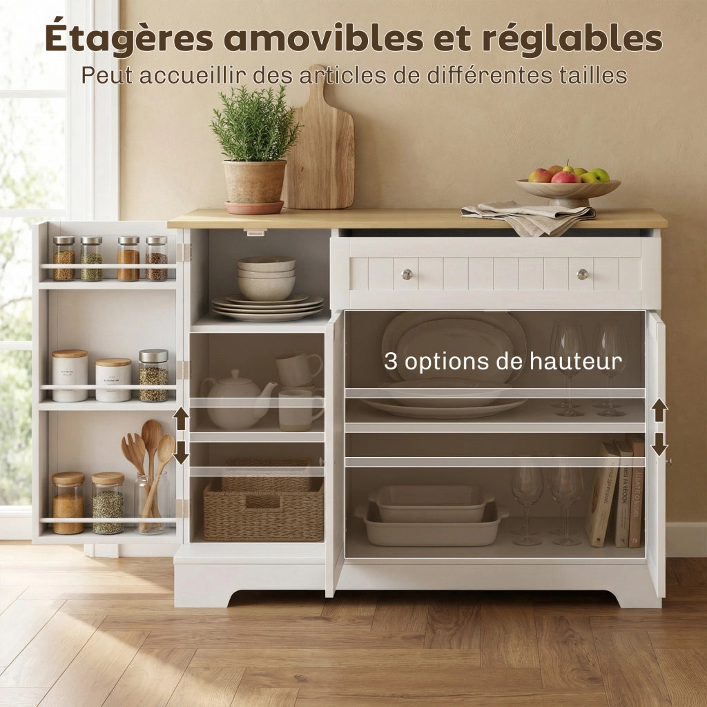 Armadio da cucina ¨C zephmum ¨C bianco, con 3 ante, cassetto, ripiani, 105x40x83 cm