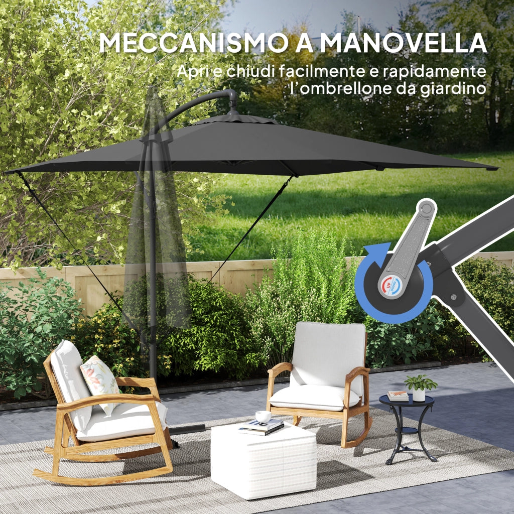 Ombrellone a Sbalzo Regolabile ¨C Zephmum ¨C Acciaio e Poliestere, Grigio, 247x247x256