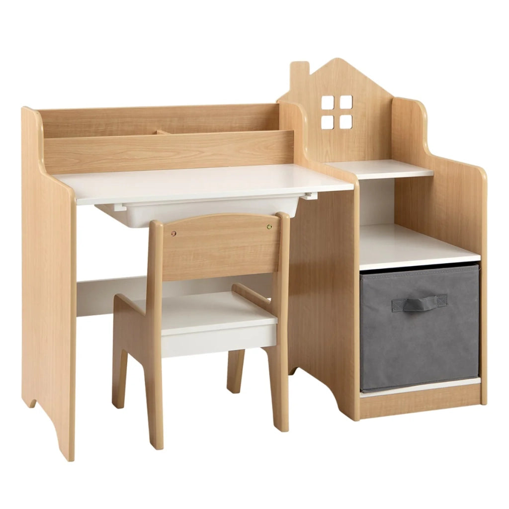 Set di 1 scrivania e sedia per bambini 94 x 40 x 76,5 cm pratica ergonomica design moderno in MDF bianco naturale 20_0018182