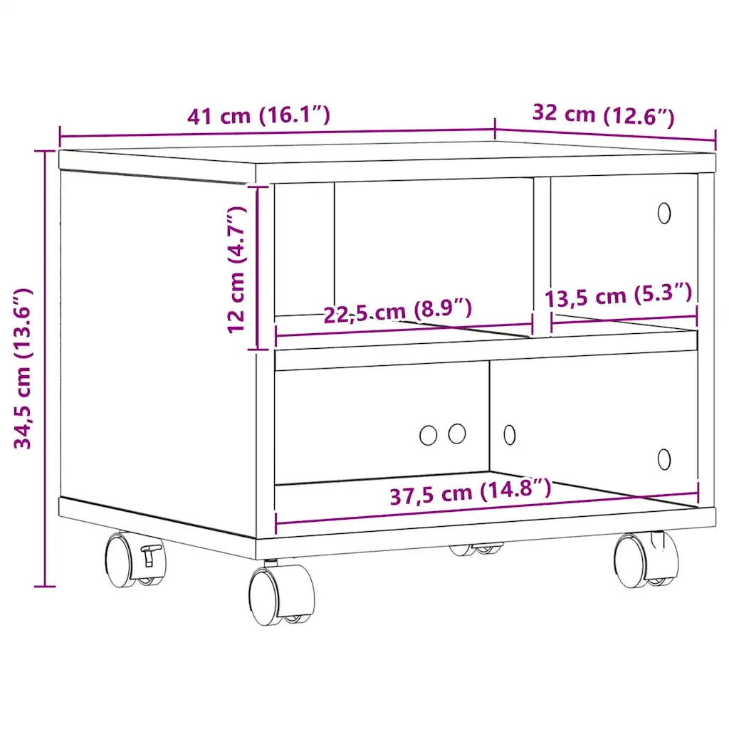 Supporto per Stampante Rovere Nero 41 x 32 x 34,5 cm CFW3242829