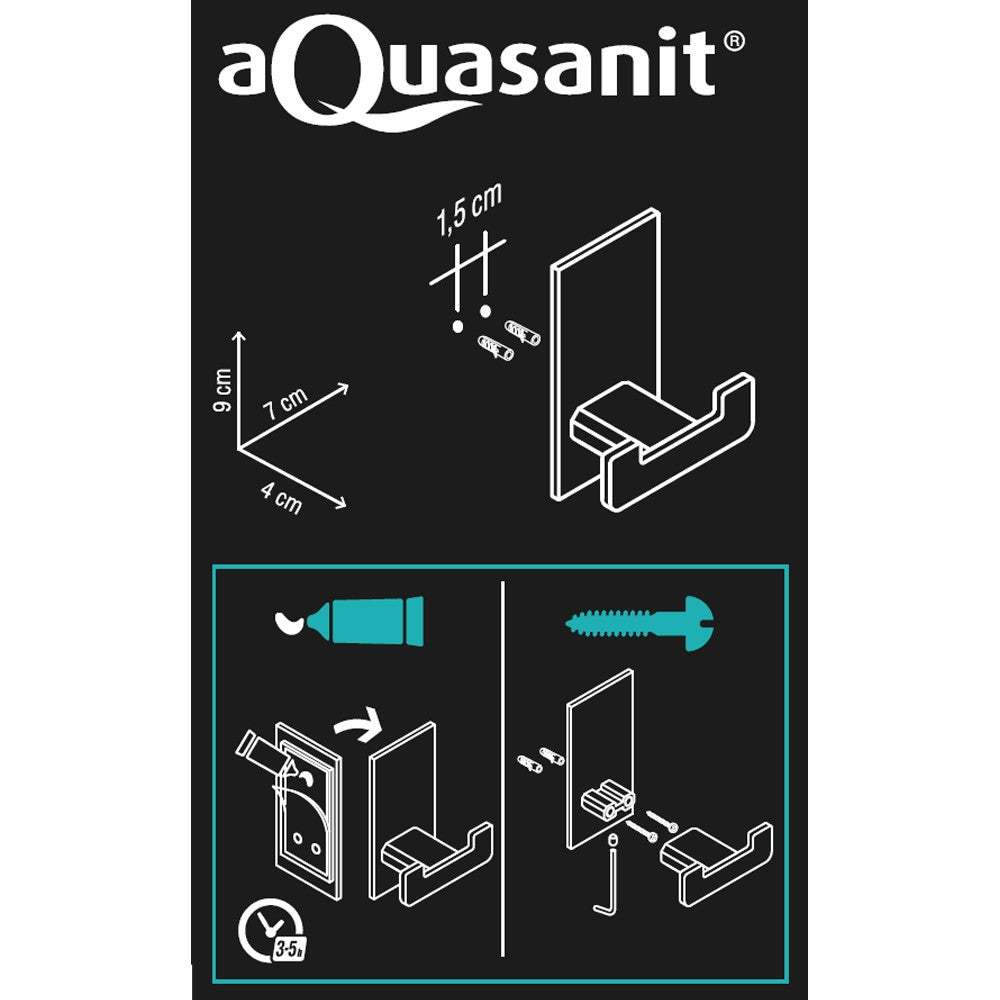 Porta abito serie flat 2 posti - fissaggio ad incollo o con viti