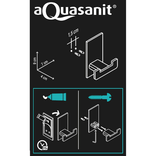 Porta abito serie flat 2 posti - fissaggio ad incollo o con viti
