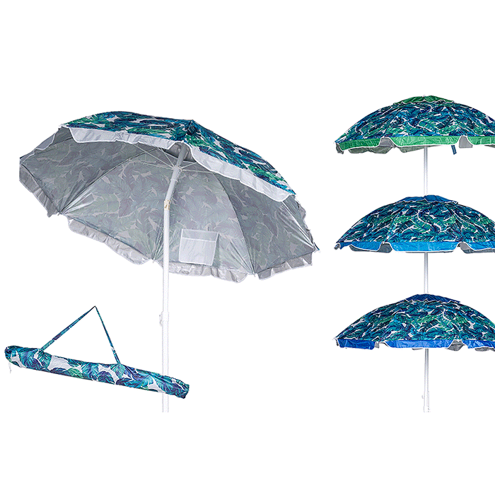 Ombrellone Pieghevole Custodia Salvaspazio Antivento 4 Colori Assortiti 180 cm