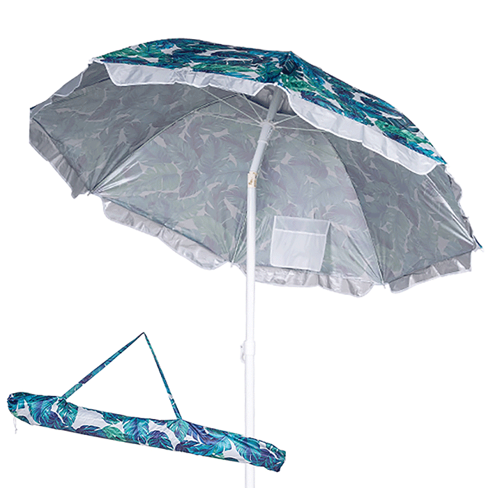 Ombrellone Pieghevole Custodia Salvaspazio Antivento 4 Colori Assortiti 200 cm