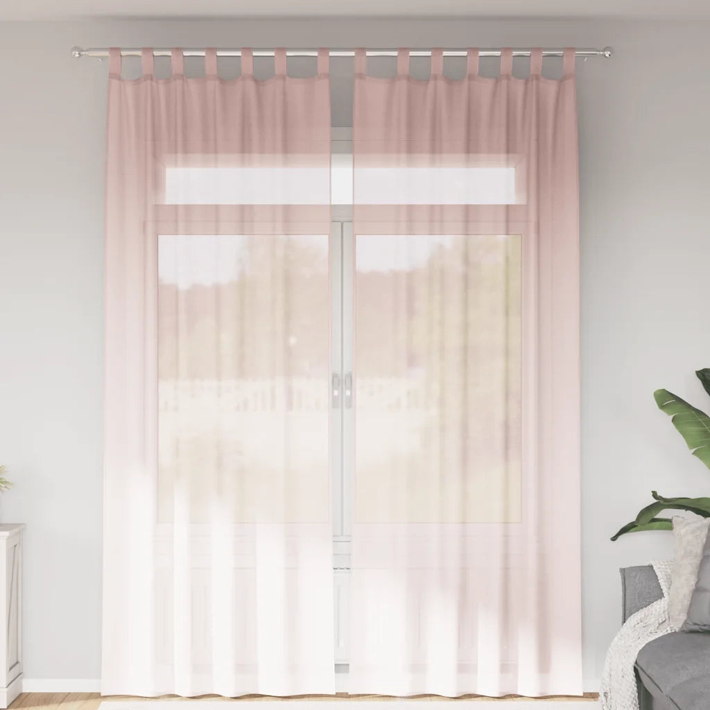 Tende in Voile con Passanti 2 pz Rosa Chiaro 140x260 cm 4102280
