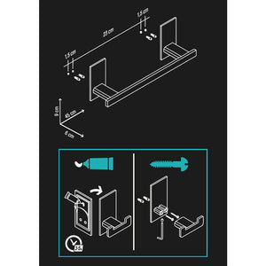Porta salviette cm 30 serie flat - fissaggio ad incollo o con viti