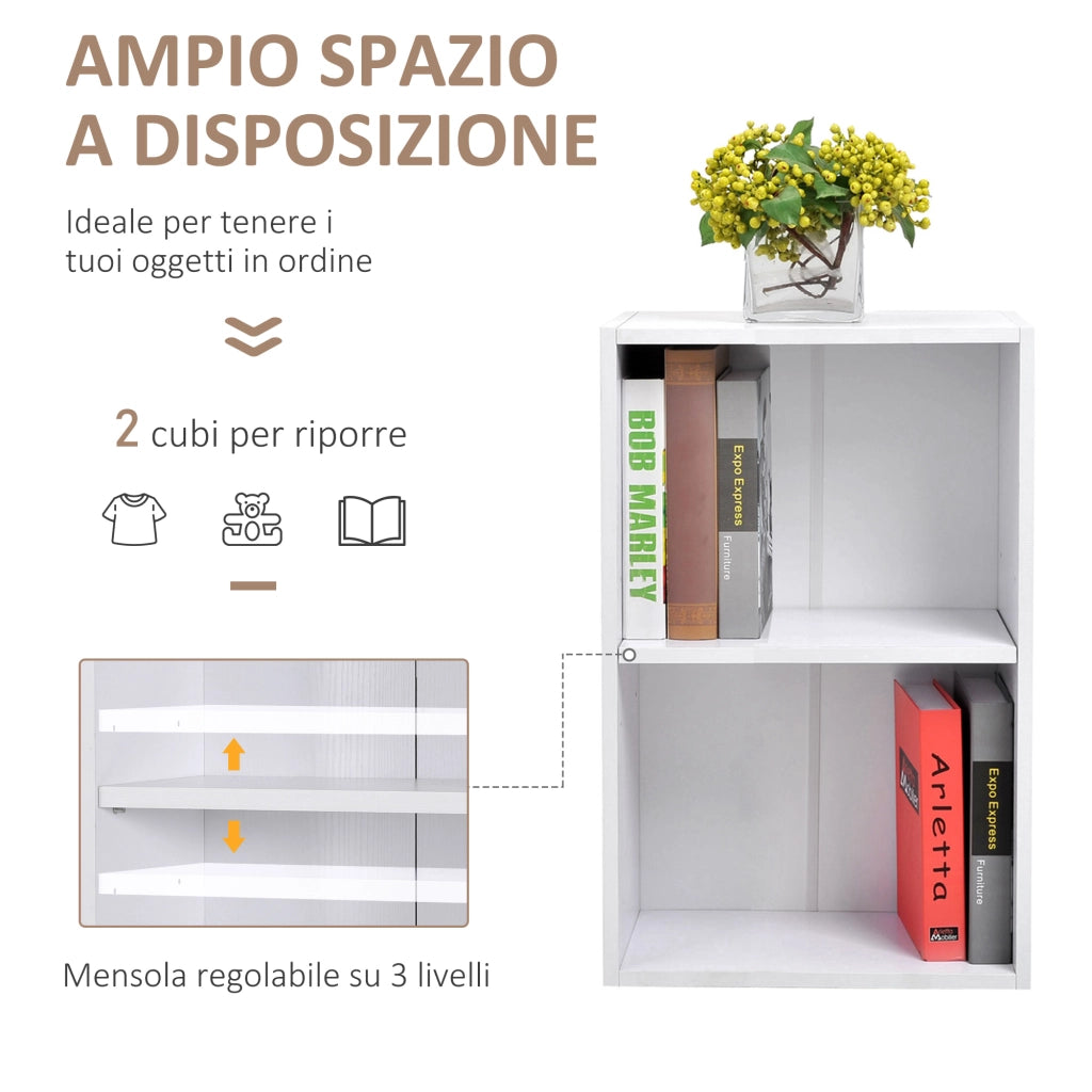 Libreria Bassa in Legno ¨C Xylo ¨C Bianco con Ripiano Regolabile 40x24x61cm