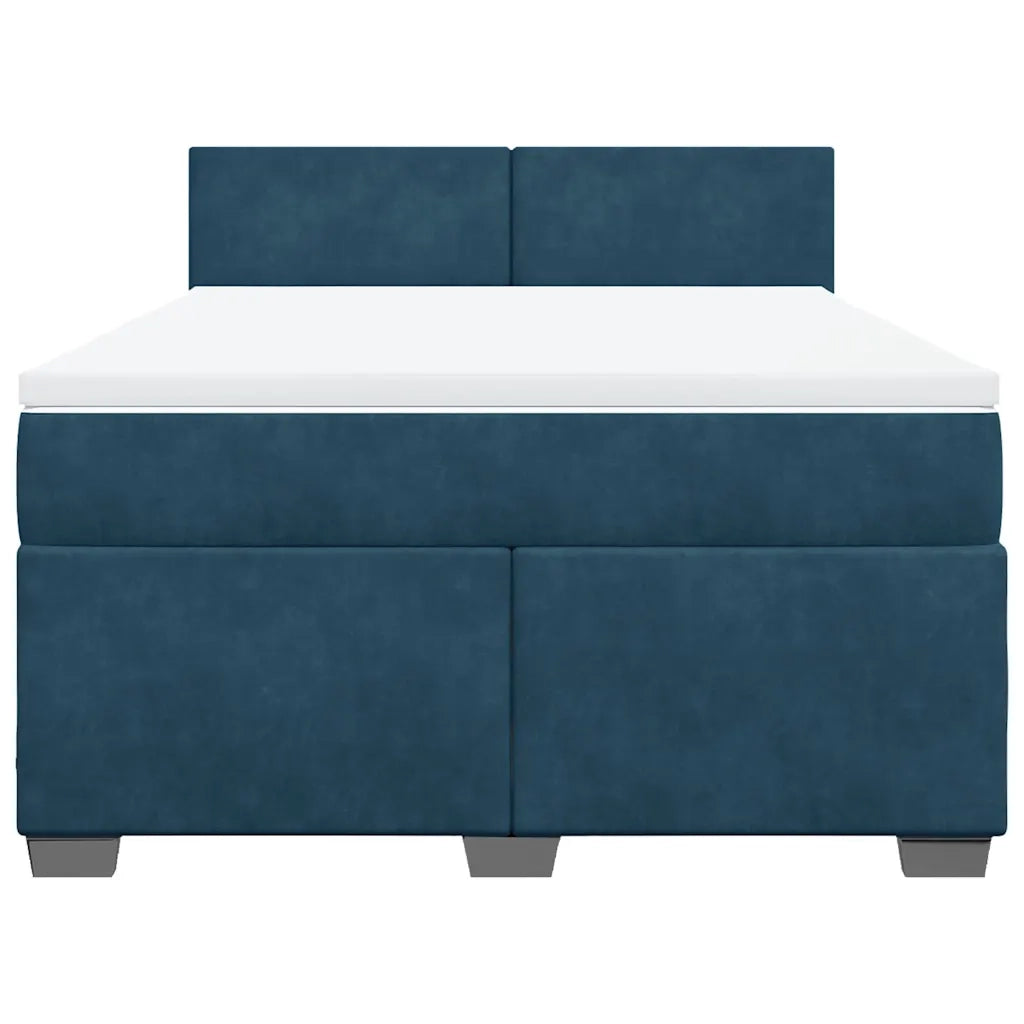 Giroletto a Molle con Materasso Blu Scuro 140x190 cm in Velluto