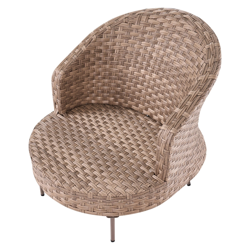 Poltrona da giardino in rattan in vimini marrone con poggiapiedi esterno giardino stile boho