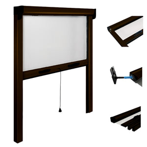 Zanzariera Verticale Avvolgibile Opera 100x160 cm a Molla - Finestra e Balcone COLORE: BRONZO