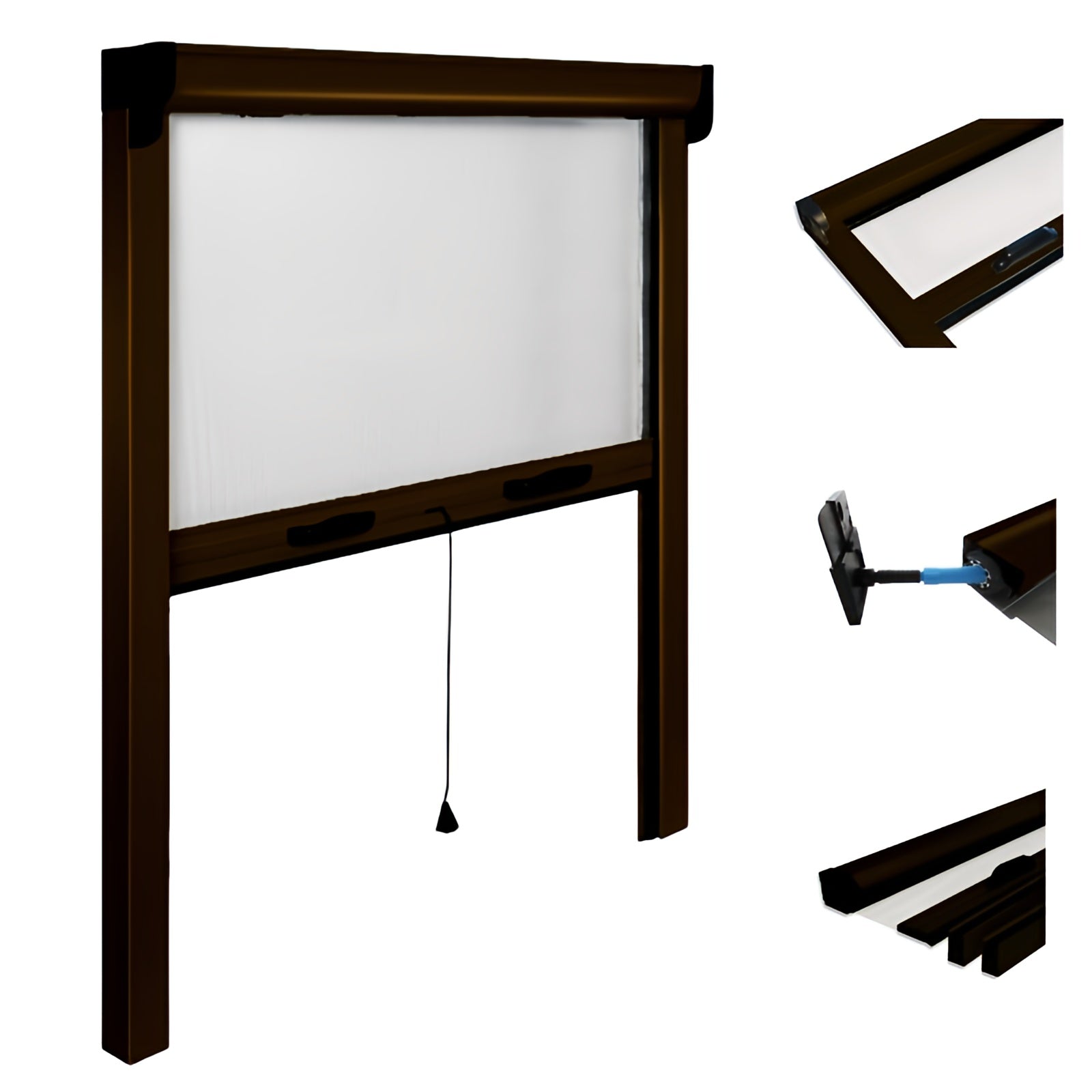 Zanzariera Verticale Avvolgibile Opera 100x160 cm a Molla - Finestra e Balcone COLORE: MARRONE