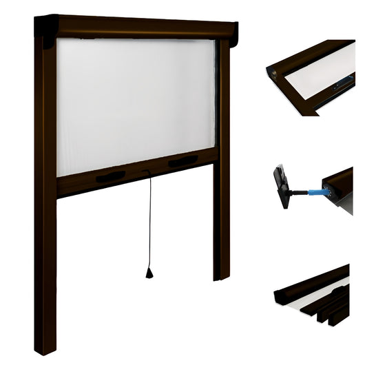 Zanzariera Verticale Avvolgibile Opera 100x160 cm a Molla - Finestra e Balcone COLORE: MARRONE