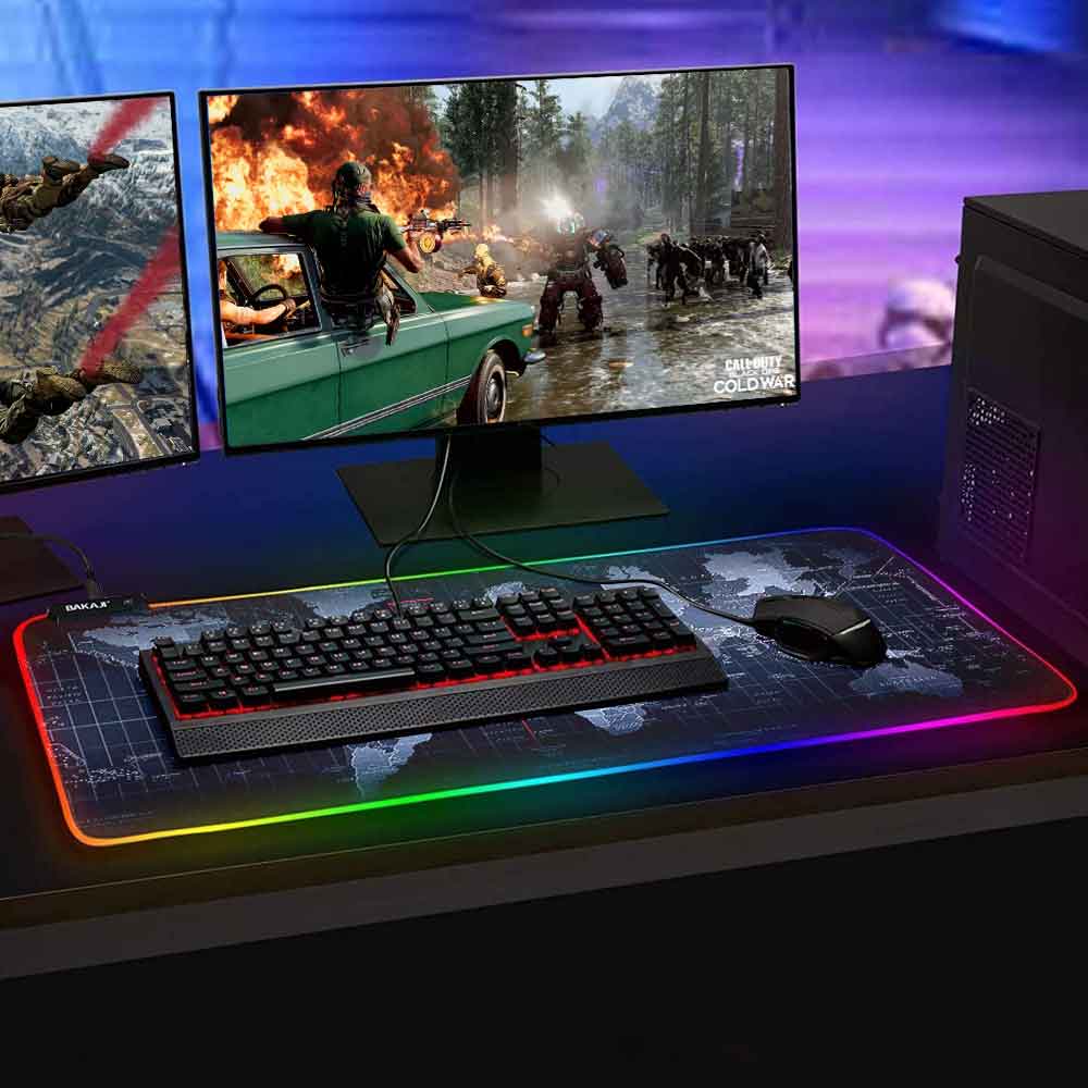 Tappetino Gaming 90x40cm Mouse Pad con Luce LED RGB e Modalità Personalizzabili