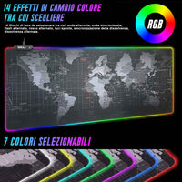 Tappetino Gaming 90x40cm Mouse Pad con Luce LED RGB e Modalità Personalizzabili