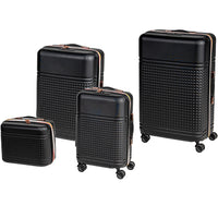 Set 4 Valigie Rigide in ABS da Viaggio Nero con Ruote Easy Roll e Beauty Case