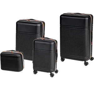 Set 4 Valigie Rigide in ABS da Viaggio Nero con Ruote Easy Roll e Beauty Case
