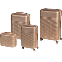 Set 4 Valigie Rigide in ABS da Viaggio Oro con Ruote Easy Roll e Beauty Case