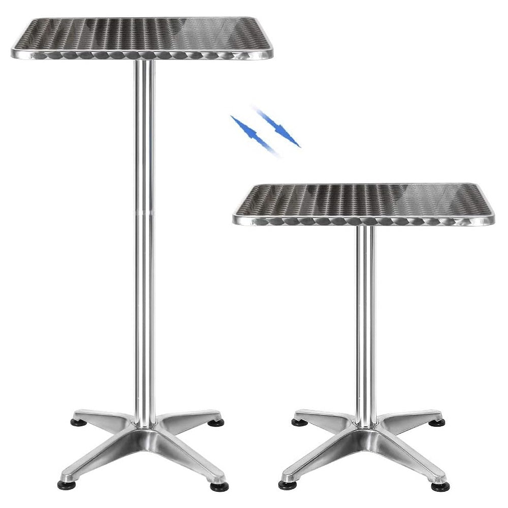 Tavolo Bar Bistrot 60cm Altezza Regolabile 70-110cm In Alluminio e Acciaio Silver
