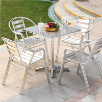 Tavolo Bar Bistrot 60cm Altezza Regolabile 70-110cm In Alluminio e Acciaio Silver