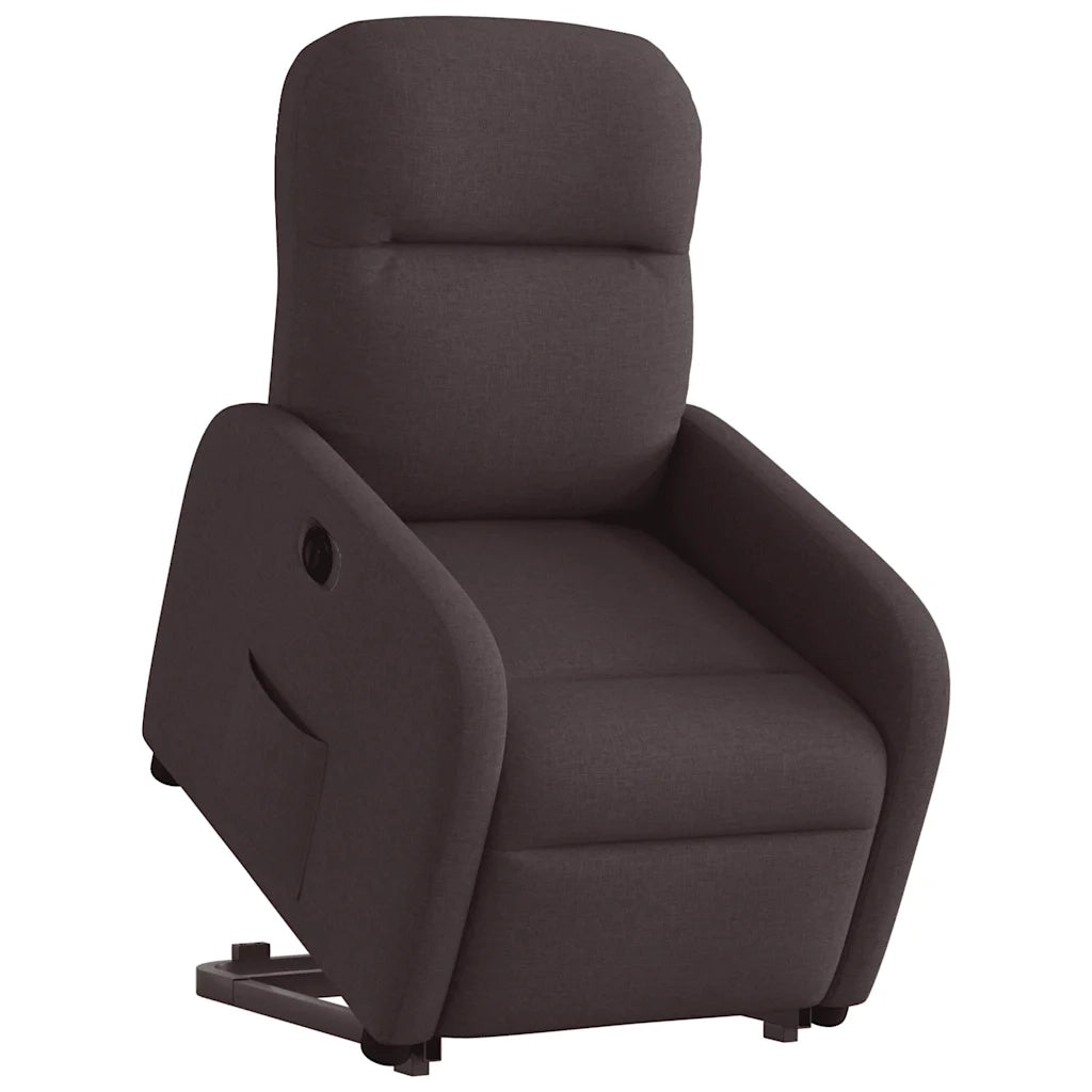 Poltrona Alzapersona Reclinante Elettrica Marrone Scuro Tessuto 3302997