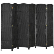 PARAVENTO DIVISORIO DA INTERNI PIEGHEVOLE A 6 ANTE INTRECCIATO, 240X170 CM, NERO