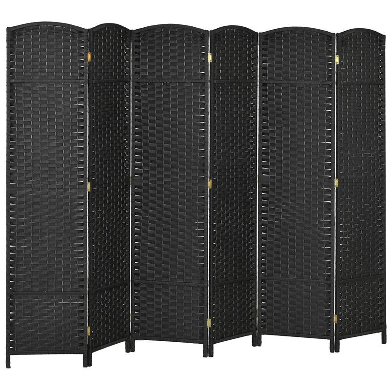 PARAVENTO DIVISORIO DA INTERNI PIEGHEVOLE A 6 ANTE INTRECCIATO, 240X170 CM, NERO