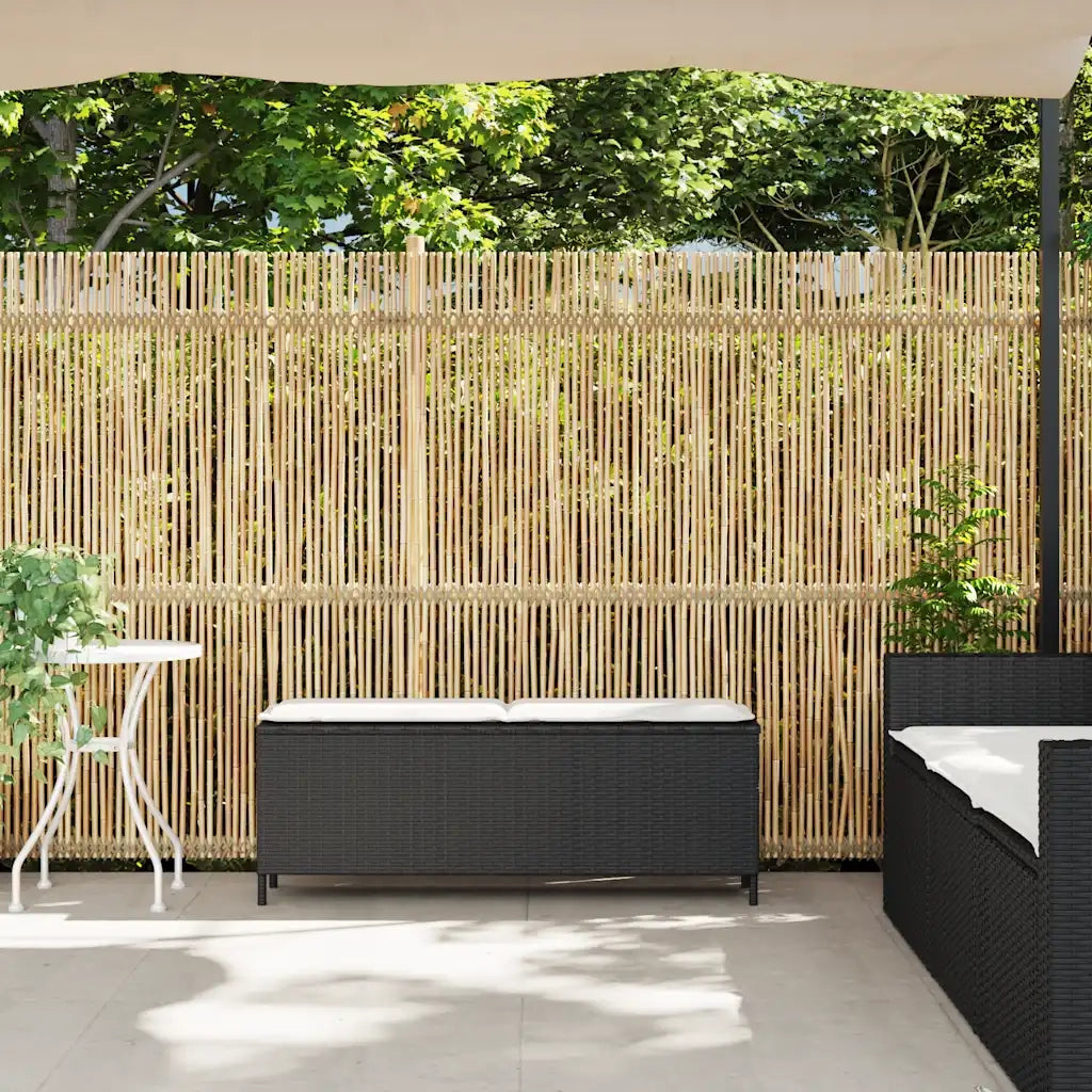 Panchina da Giardino | Panca da Giardino con Cuscino Nera 110x30x40,5 cm in Polyrattan