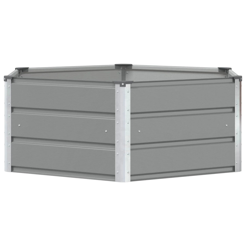 Fioriera esagonale dal design moderno per giardino o patio 129 x 129 x 45 cm acciaio grigio chiaro 02_0059175