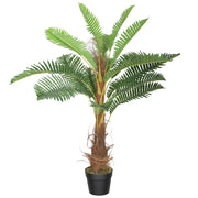 Palma Artificiale 100 cm con 21 Foglie in PEVA ¨C Minimal ¨C Verde con Vaso in Plastica