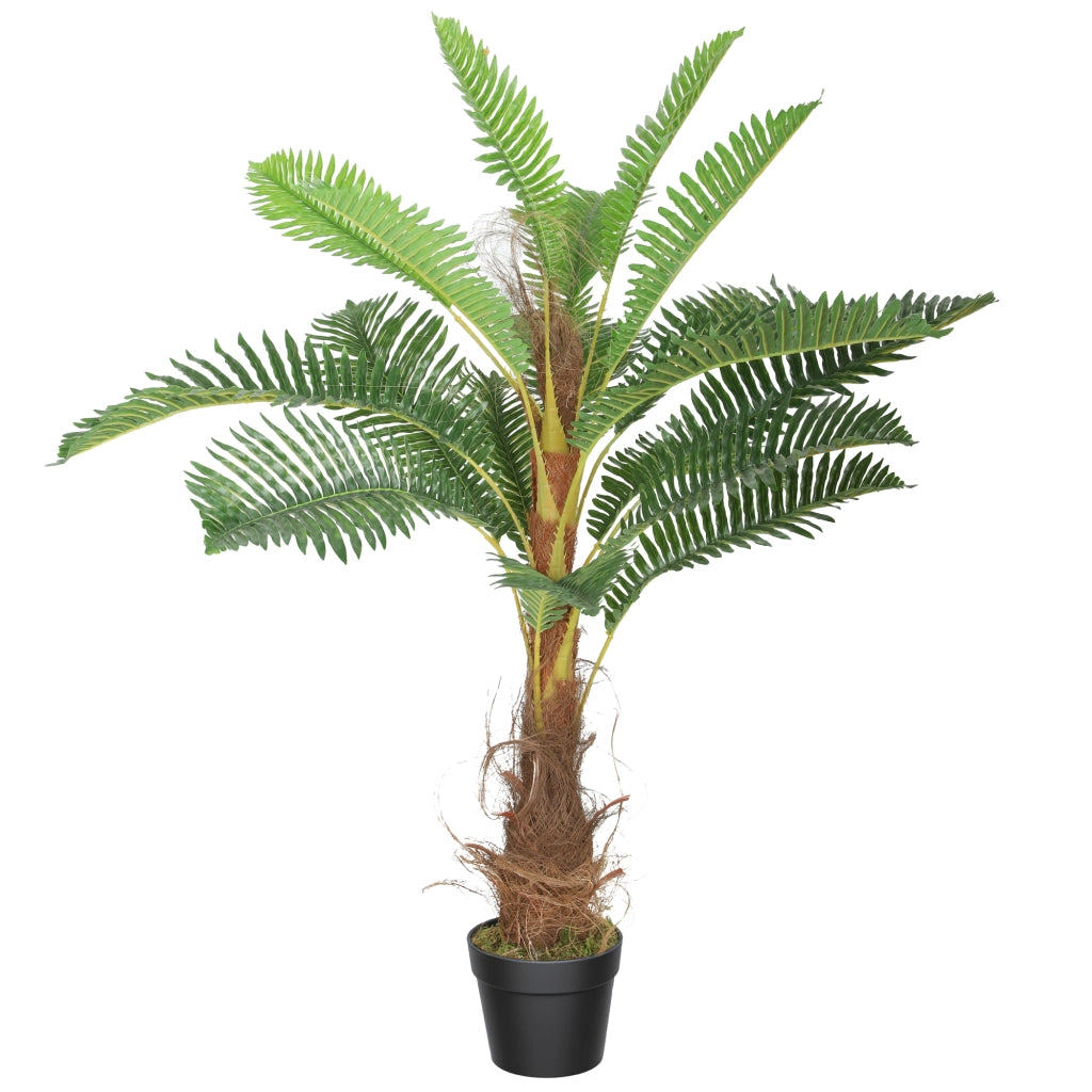 Palma Artificiale 100 cm con 21 Foglie in PEVA ¨C Minimal ¨C Verde con Vaso in Plastica