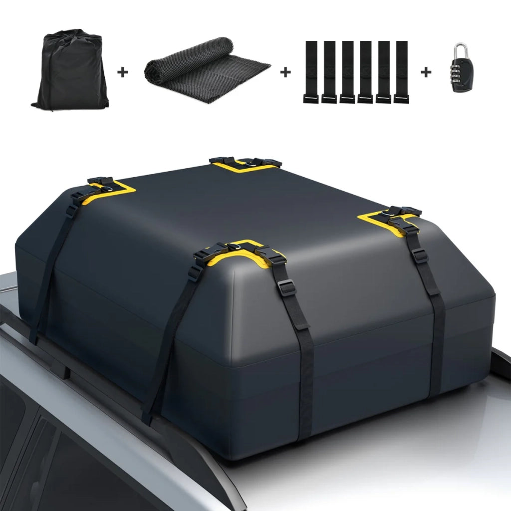 Borsa da tetto per auto 83 x 112 x 43 cm borsa da campeggio impermeabile di grande capacità in poliestere nero 20_0018720