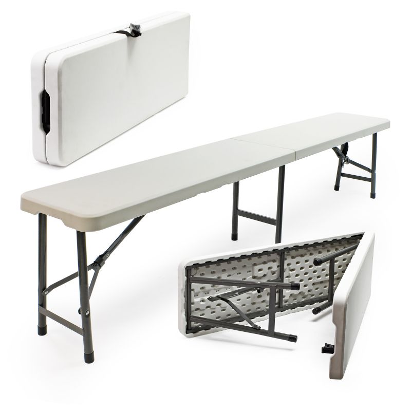 Panca catering pieghevole bianca 180x25x43