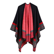 Sciarpa calda da donna a righe, piccola e quadrata, in cashmere e acrilico.