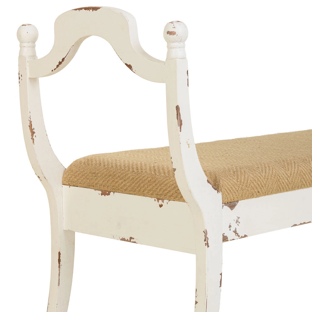 Sgabello imbottita in legno bianco 139x45,5x78h