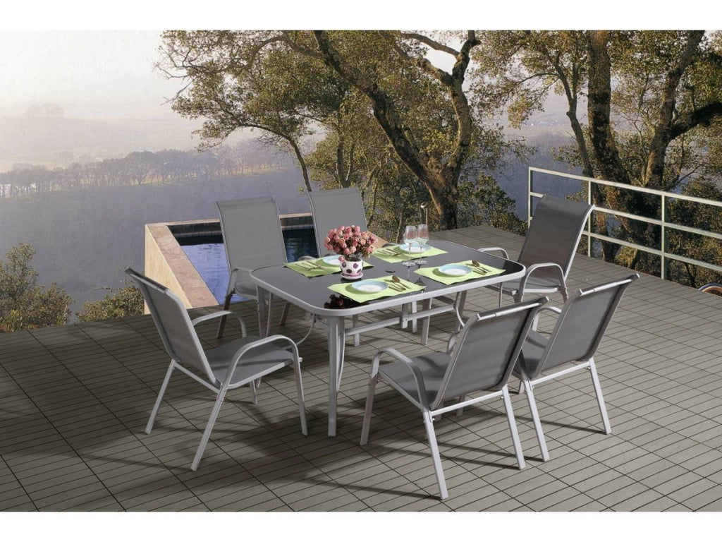 Salotto da giardino 6 posti "Cordoba + Porto" 6 persone- grigio chiaro