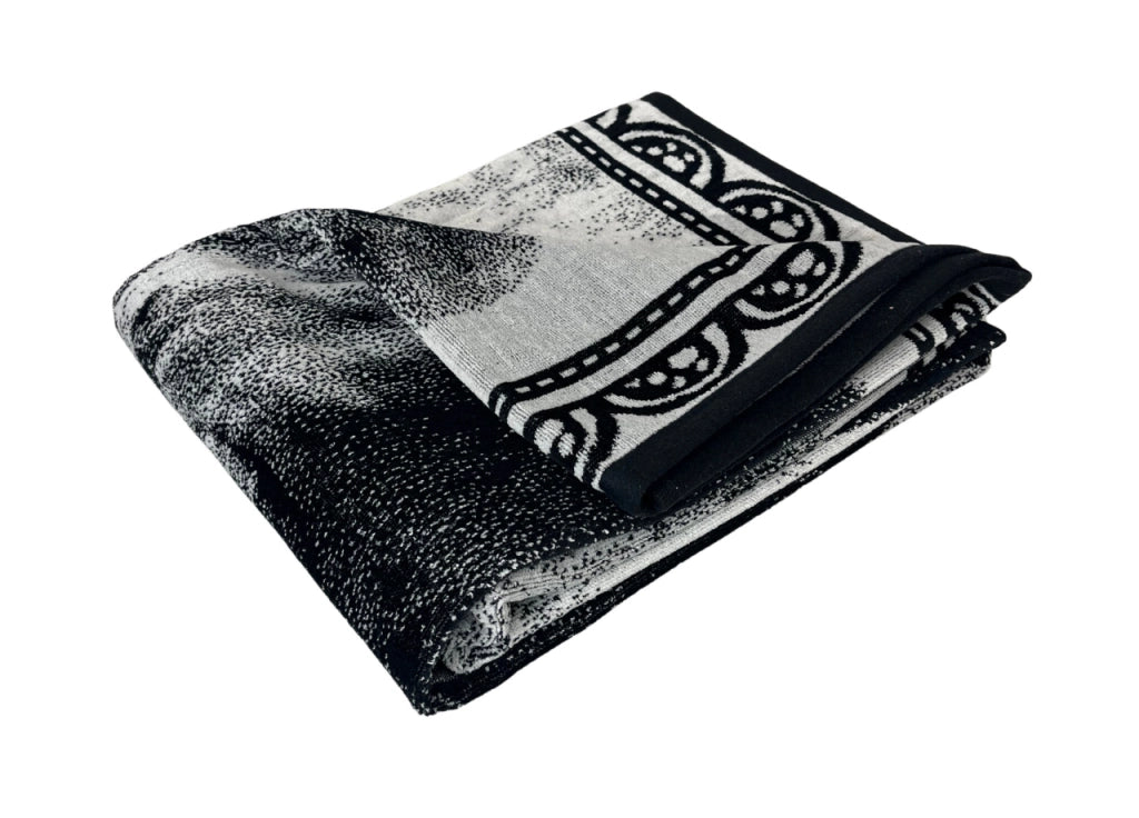 Telo Mare Jacquard Spugna Asciugamano Spiaggia Disegno Elephant KR - Telo Mare - Black-White