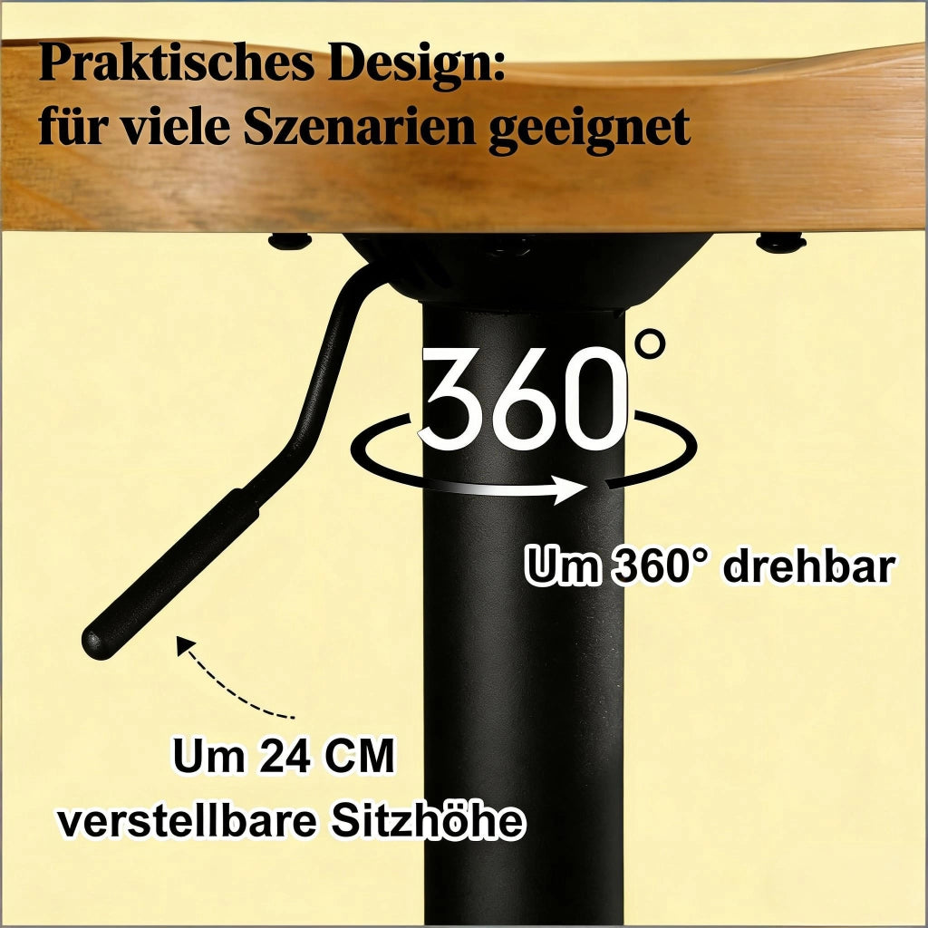 SGABELLO BAR girevole regolabile in altezza 41,5x31,5x60-81 cm legno e metallo