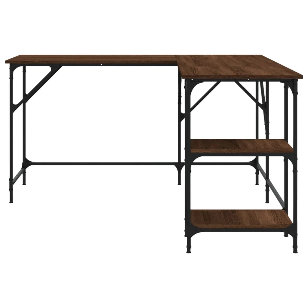 Scrivania tavolo postazione di lavoro mobile per computer studio rovere 139 x 139 x 75 cm legno ingegnerizzato marrone 02_0023610